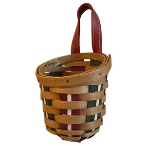 Longaberger Holiday Sweets Basket Leather Handle Small Hanging 2009 Signed USA